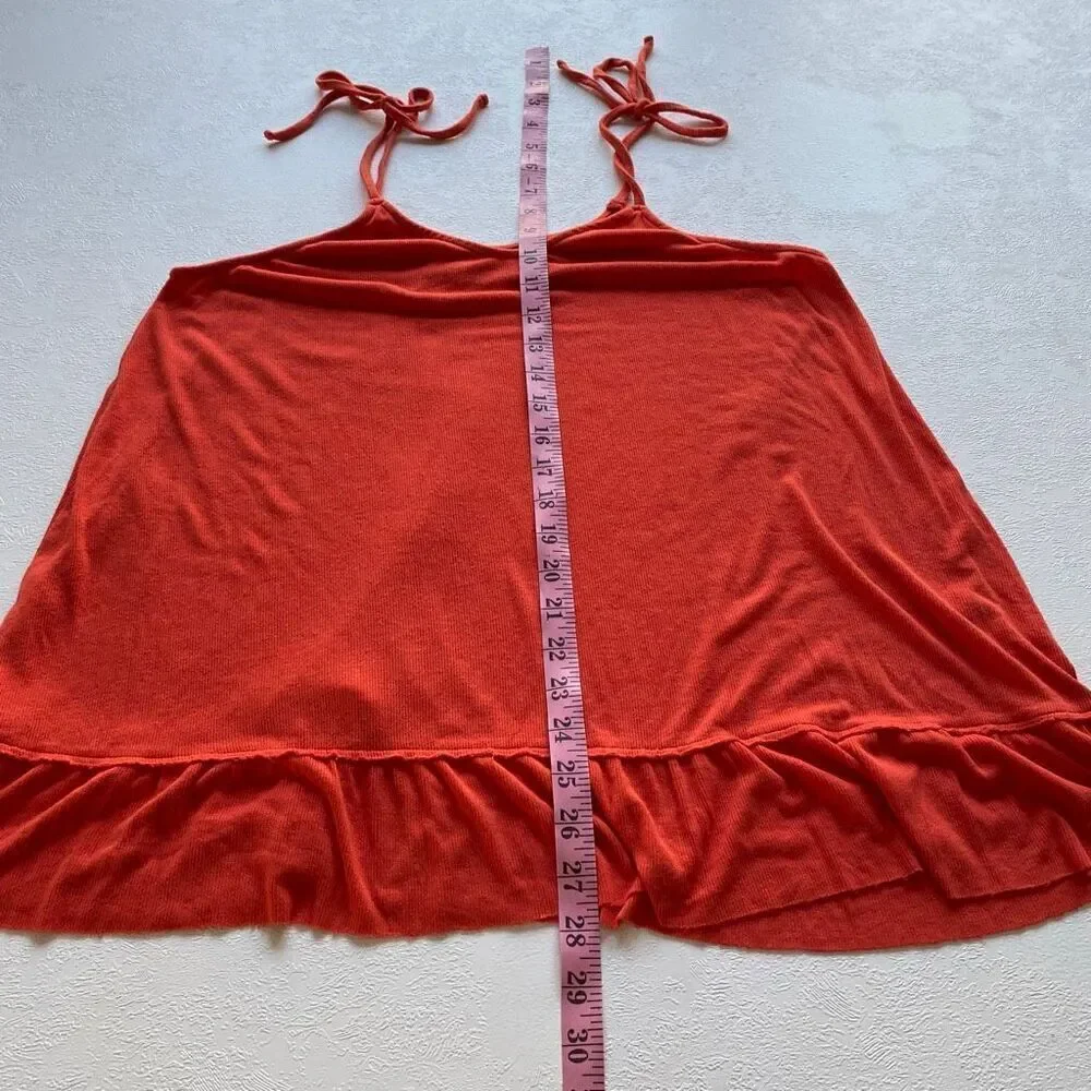 FP Beach Free People Red Tie Strap Swing Tunic Tank Top Medium
